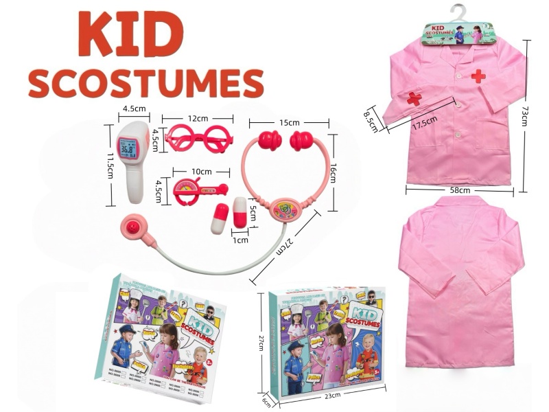 Diy Clothing Role-Playing Red Cross Doctor Uniform + 6-Piece Set (Thickened Style) (Color Box Style) Pink