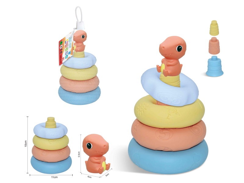 Soft Rubber Stacking Ring Finger Doll Set(Dinosaur) 8PCS