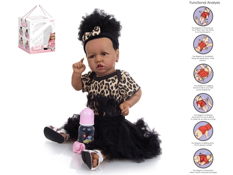 58Cm Rebirth Doll High-Fidelity Baby Doll (Ordinary Pp Car Hair) With A Milk Bottle, Magnetic Pacifier, Diaper, Birth Card, Shoes, And Gravity Sensing Sound Function