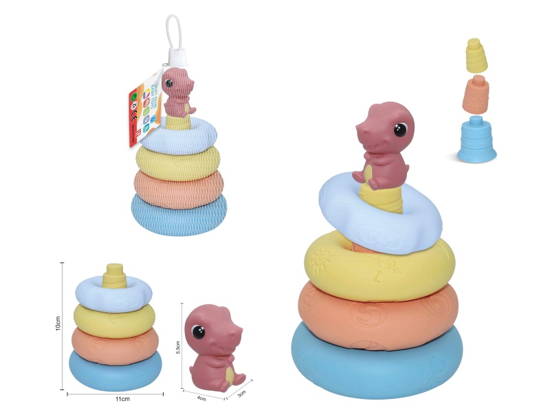 Soft Rubber Stacking Ring Finger Doll Set(Dinosaur) 8PCS