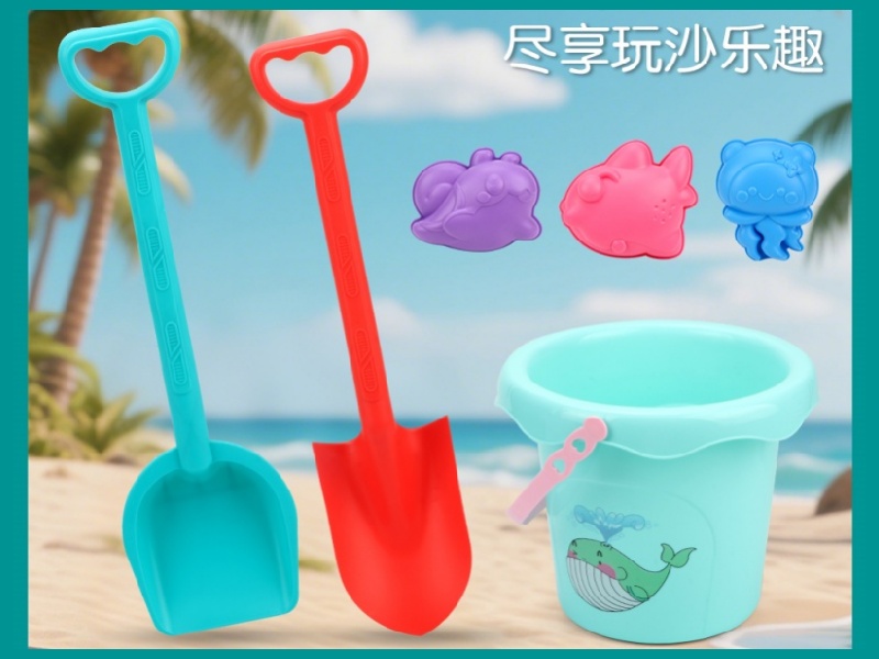 A 6-Piece Set Of Four-Color Fish Beach Buckets