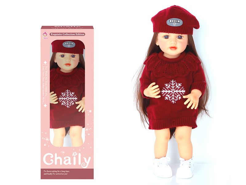 55CM Soft Glue Reborn Baby Doll(Machine Hair Transplant)With Diaper, Birth Card, Woollen Cap