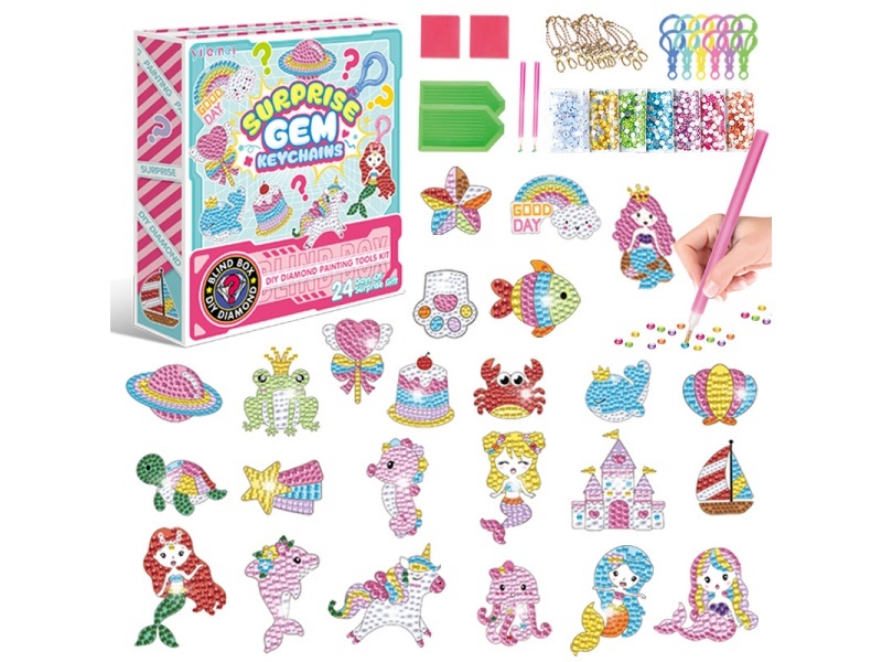 24Pcs Surprise Blind Box Keychain Series With Diamonds