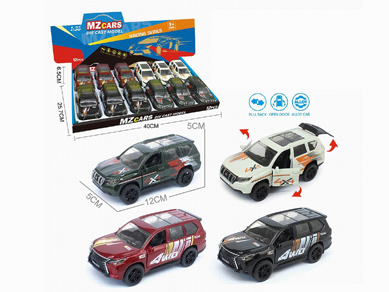 1:36 Pull Back Alloy Off-Road Vehicle(3 Doors Can Open)(Pad Printing) 12pcs