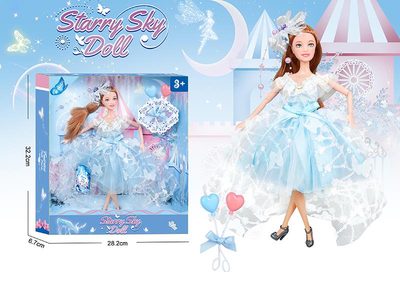 11.5 Inch 11-Joints Fashion Doll With Headdress, Balloon