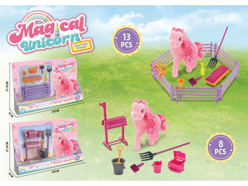 Flocked Elf Horse Scene (2 Mixed Combinations)