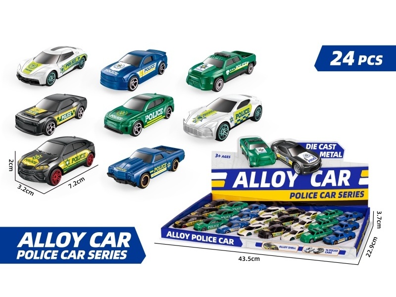 1:64 Sliding Alloy Police Car (8 Models Mixed)