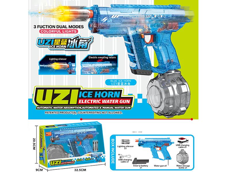 Uzi Three-Function Dual-Mode Automatic Water Absorption, Manual Automatic 2 In 1 Electric Water Gun With Lights