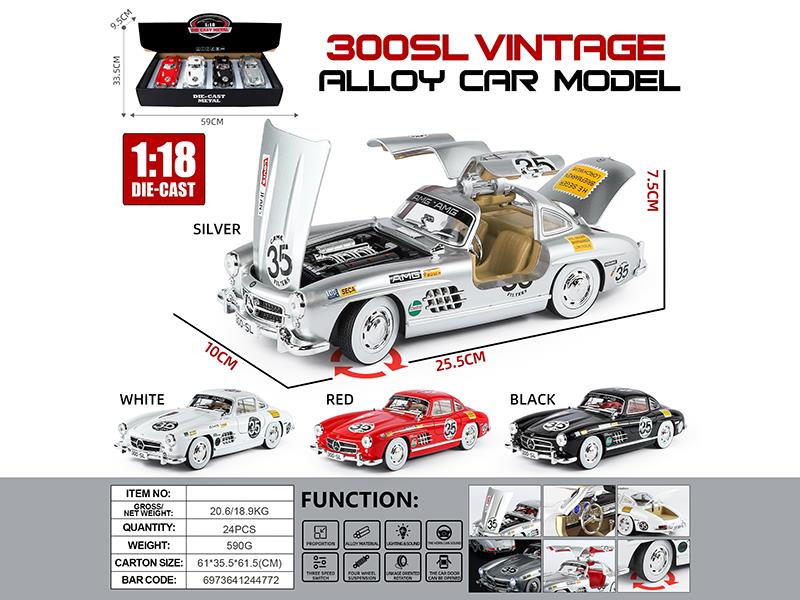 1:18 Benz 300SL Alloy Vintage Car Model