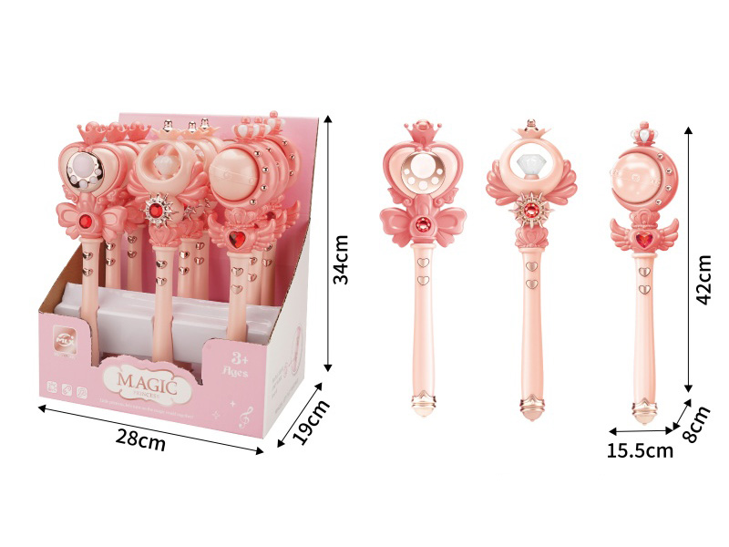 Girl's Magic Wand With Sound And Light, Music(Solid Color)9PCS