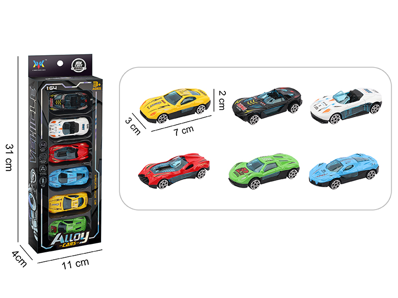 1:64 Alloy Slide Cars 6pcs