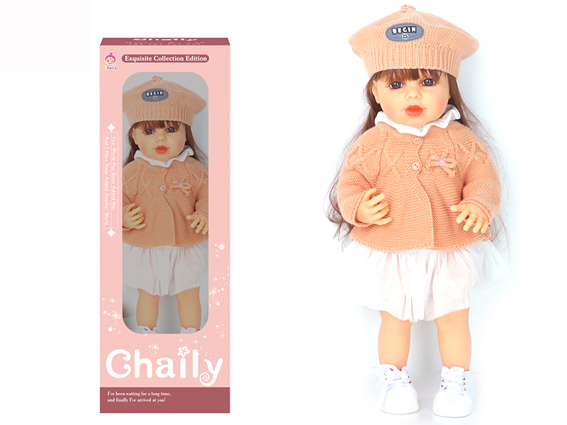 55CM Soft Glue Reborn Baby Doll(Machine Hair Transplant)With Diaper, Birth Card, Woollen Cap