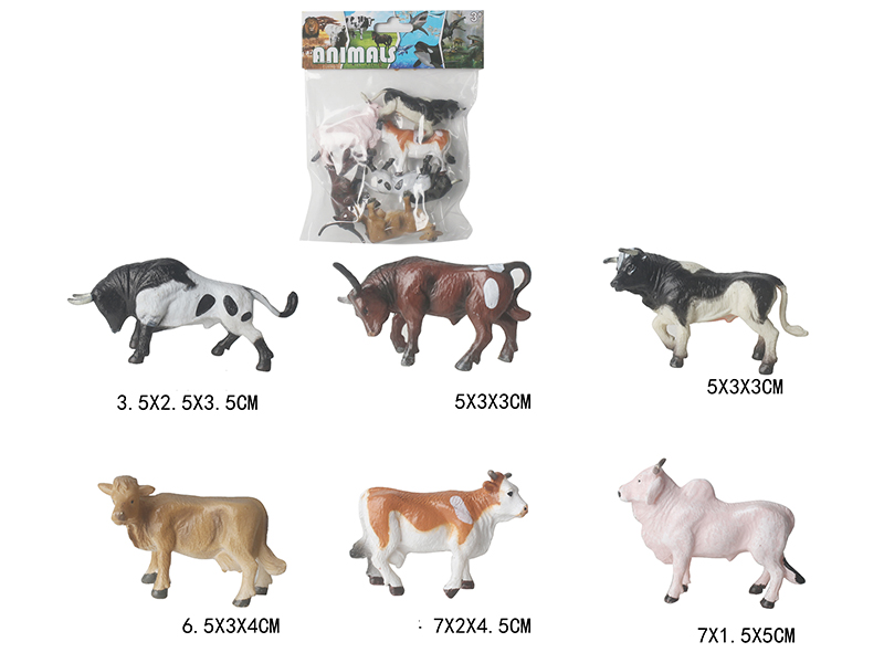 Solid Mini Cattle Set 6pcs