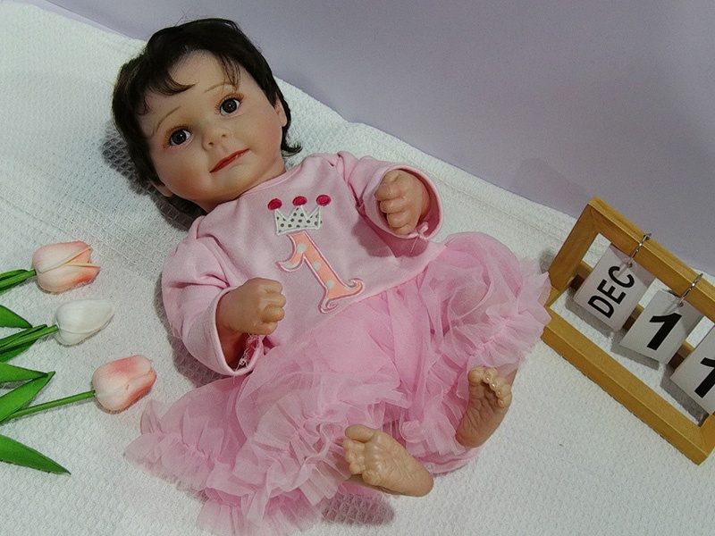 18-Inch High-Quality Imitation Newborn Baby (High Color, With Blue Veins And Blood Vessels Simulating Skin Color, Painted Hair)