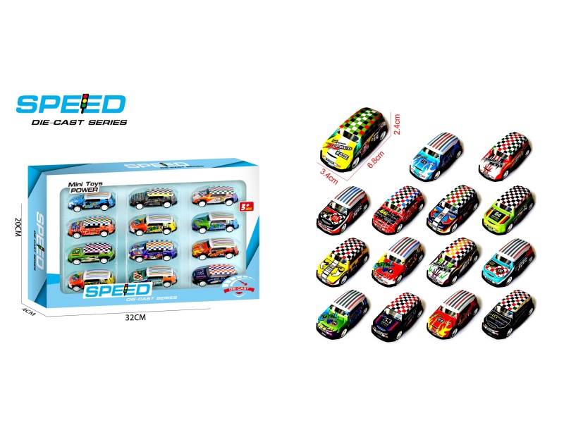Pull Back Iron Off-Road Vehicles 12pcs