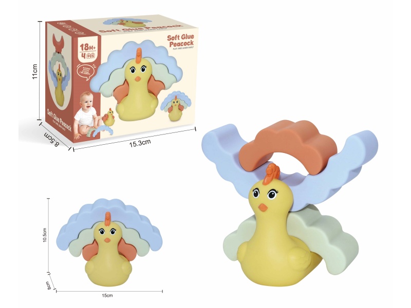 Soft Glue Peacock Stacking Toy 4pcs