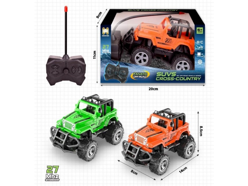 1:43 Four-Way Off-Road Jeep (Orange/Green Mixed Color, No Battery Included)