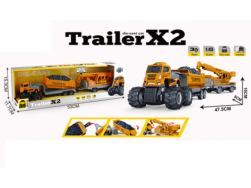 4WD Friction Alloy Double Engineering Trailer