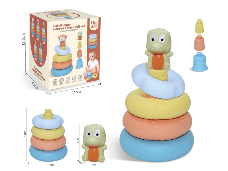 Soft Rubber Stacking Ring Finger Doll Set(Crocodile) 8PCS