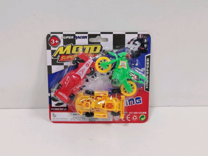 Sliding Solid Color Equation Go-Kart Motorcycles (3 Pieces)