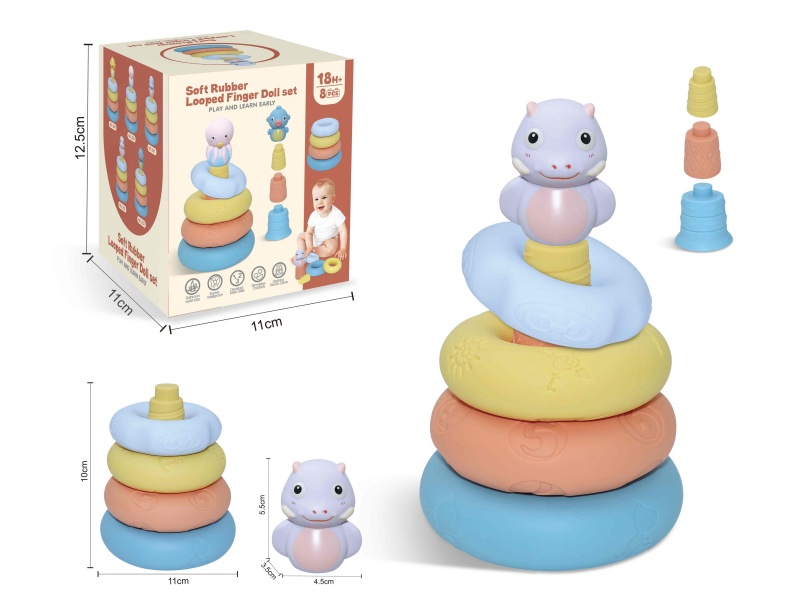 Soft Rubber Stacking Ring Finger Doll Set(Sea Animal) 8PCS
