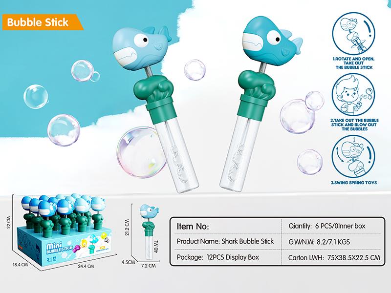 Shark Bubble Stick Swing Spring Toys(2 In 1)12pcs