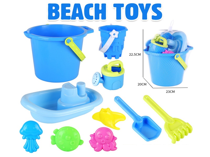 Castle Sand Bucket Boat Sea Animal Sand Mold Shovel Tools Set 10pcs