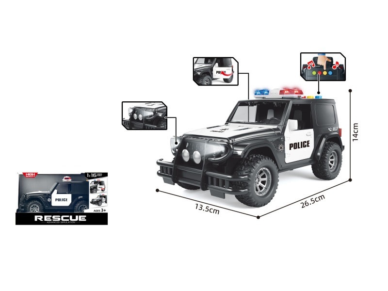 1:16 Audio-Visual Inertial Off-Road Vehicle Jeep 911 Police Car