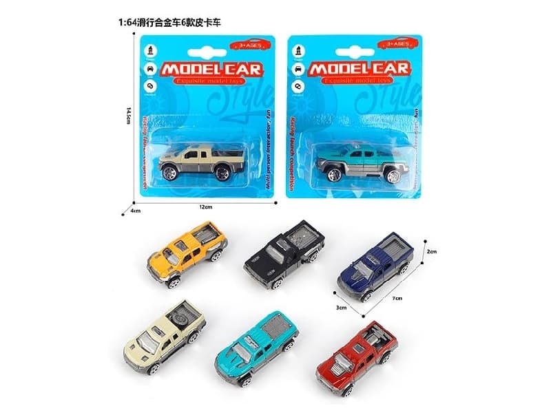 1:64 Free Wheel Alloy Car+Pickup