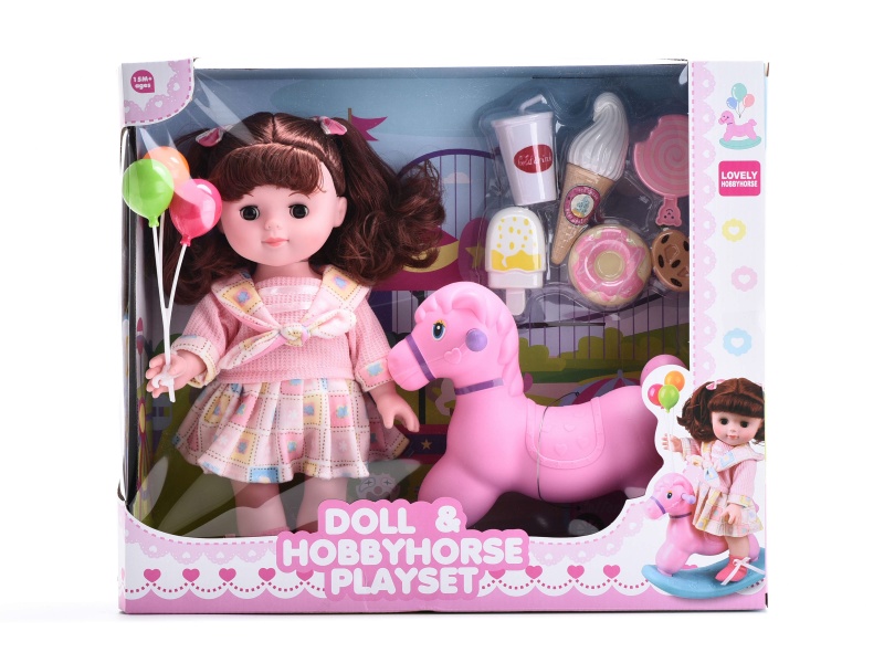 13-Inch Snack Rocking Horse Music Doll Set