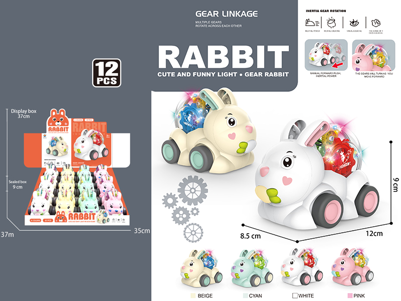 Friction Gear Rabbit With Lights 12pcs/Box