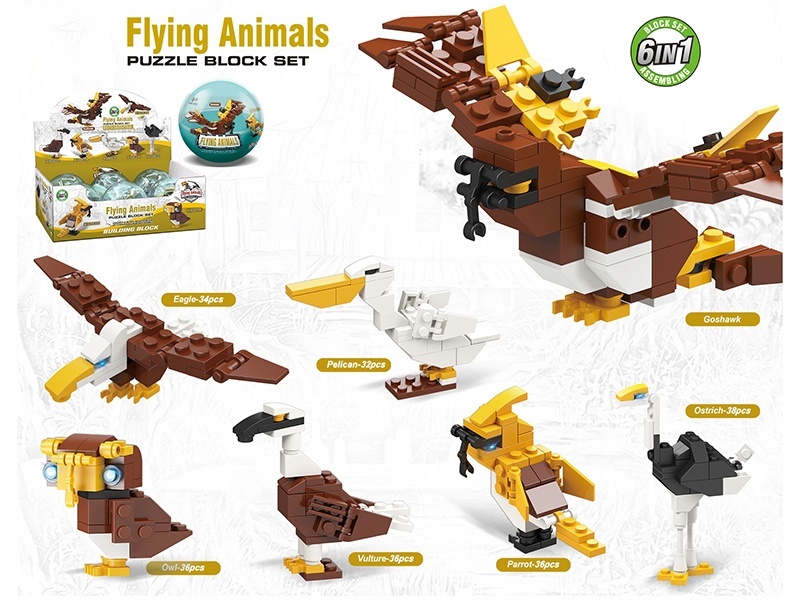6-In-1 Bird Series Small Lego-Style Building Blocks