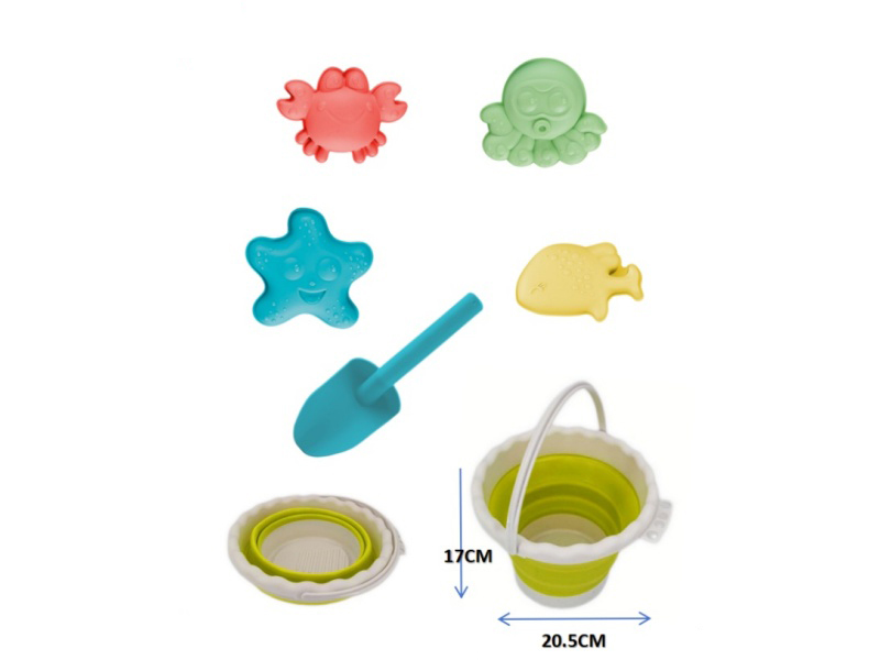 Fold Sand Bucket Beach Toys 6PCS