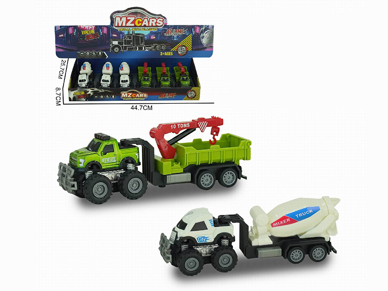 1:36 Double Friction Alloy Off-Road Engineering Trailer6pcs