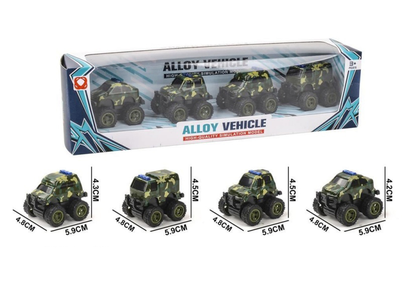 4 Pieces Of Huili Military Alloy Vehicle