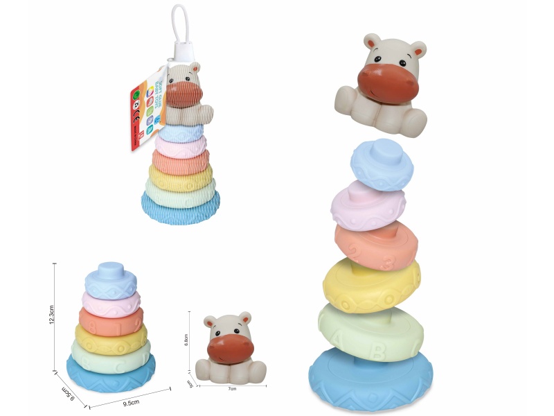Soft Plastic Animal Stacking Toy(Hippo) 7pcs