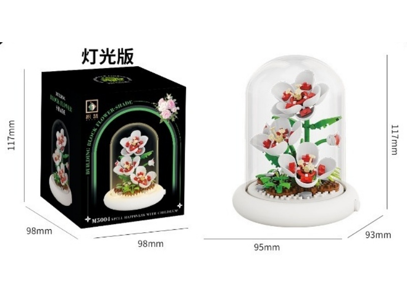 Building Blocks: Hibiscus Flower + Outer Light Base 129 Pcs