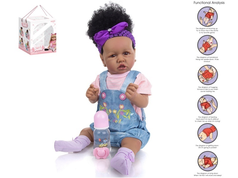 58Cm Rebirth Doll High-Fidelity Baby Doll (Ordinary Pp Car Hair) With A Milk Bottle, Magnetic Pacifier, Diaper, Birth Card, And Gravity Sensing Sound Function