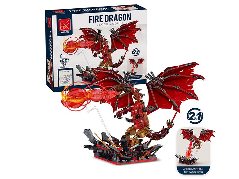 Fire Dragon(With Lights) Building Blocks 1774pcs