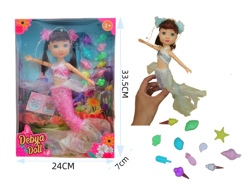 12-Inch Full-Joint Movable 3D Simulation Eye Mermaid Doll