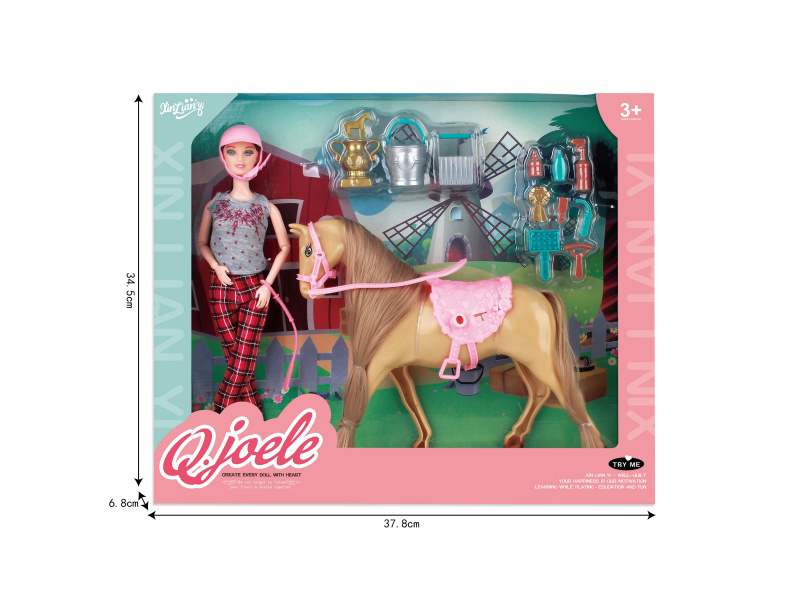 Joel 11.5-Inch Joint Doll Horse Trainer Set
