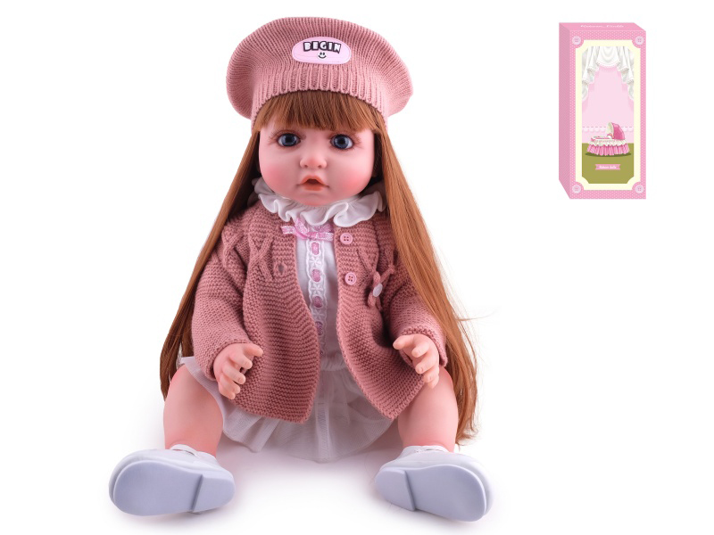 55cm Soft Plastic Reborn Doll(Wig Sheath) With Feeding-Bottle, Magnetic Pacifier, Diaper, Birth Card