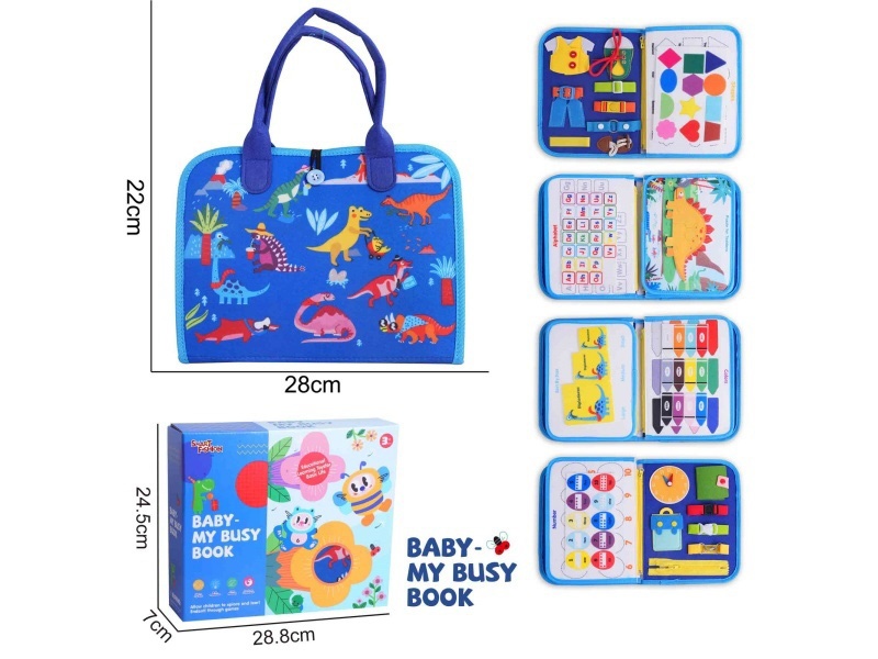 Montessori Early Childhood Education And Intelligence - Felt 5-Page Dinosaur Busy Edition