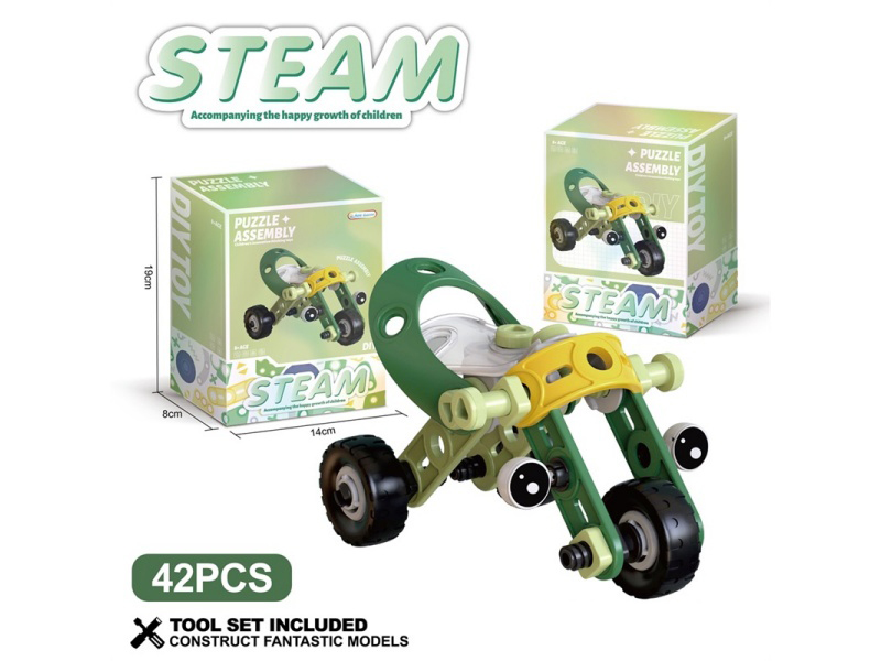 Soft Rubber Building Block Assembly Cart, 42 Pieces