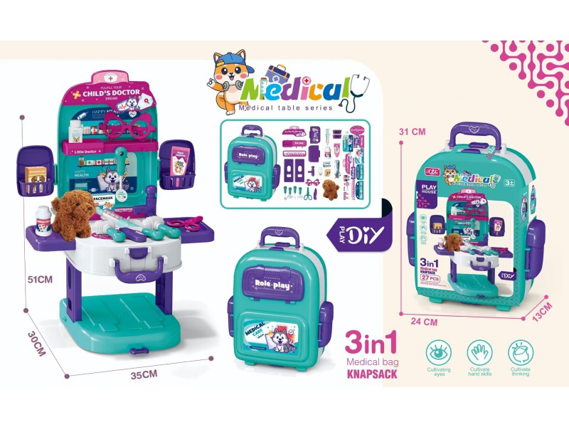 Backpack Medical Instrument Stand With Plush Dog