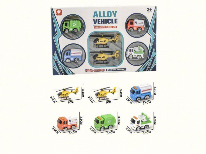 6 Pieces Of Sliding Defense Alloy Car