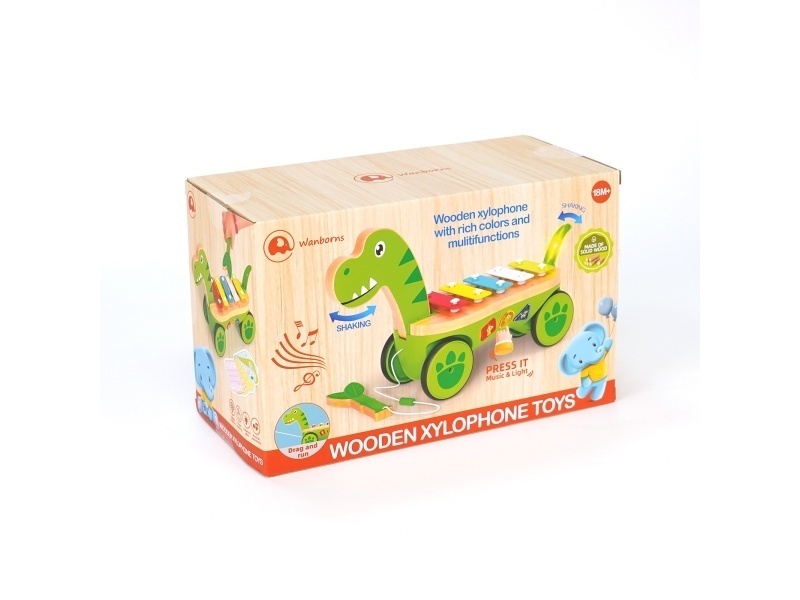 The Wooden Dinosaur Plays The Piano With Music And Lights