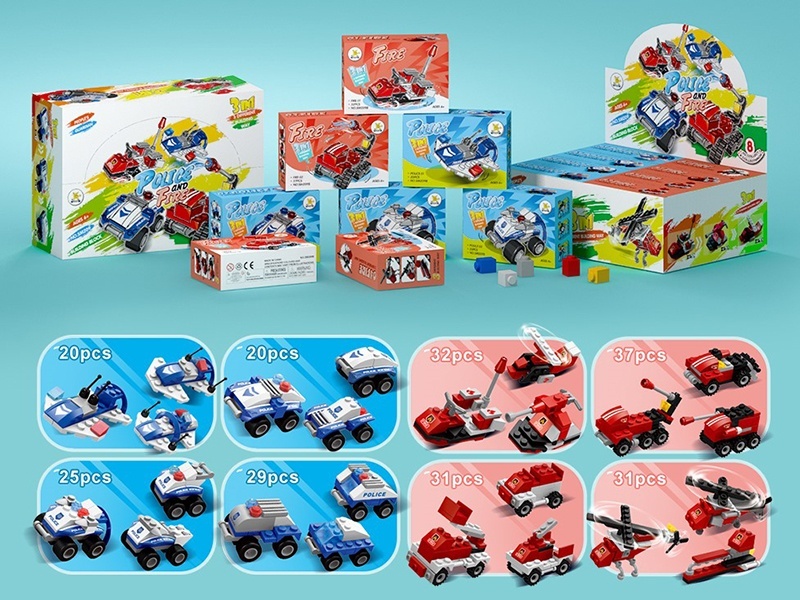 Police/Fire Department Series Small Lego-Style Building Blocks