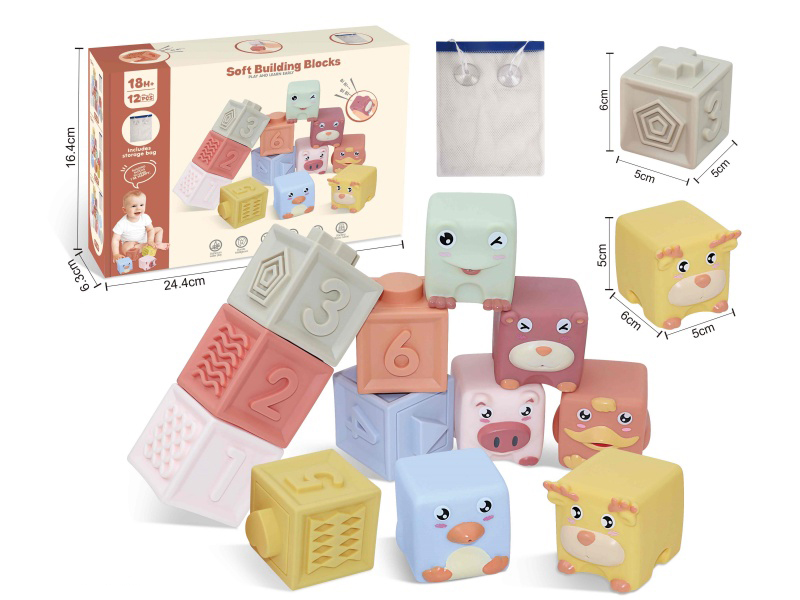 Animal & Numbers Soft Building Blocks(Includes Storage Bag) 13pcs