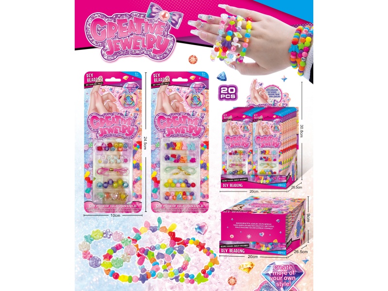 Diy Handmade Girls' Fashion Beaded Jewelry Set (2 Pieces Mixed/Box)